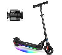 Caroma Trottinette électrique pour Enfants 8-12 Ans, Moteur 150W, 17 km/h, 60 mins Ride Time, Vitesse et Hauteur réglables, lumières colorées, Affichage LED