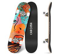 Caroma YD-618 Skateboard Débutant,79cm Planche à roulettes Complètes,9 Couches Bois D'érable Deck Double Kick Standard Trick Sport Cruiser Skateboards,4 Roues