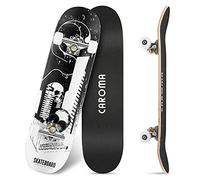 Caroma YD-618 Skateboard Débutant,79cm Planche à roulettes Complètes,9 Couches Bois D'érable Deck Double Kick Cruiser Skateboards,4 Roues Longboard pour Enfant Fille Garçon Ado Adulte