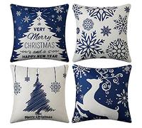 CAROMIO Décoration de noël Housses de Coussin de Noël Lot de 4 Taie d'oreiller de Noël Housse de Coussin 45 x 45 cm taies de Coussin pour canapé Joyeux Noël Housses de Coussin taie d'oreiller noël