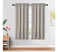 CAROMIO Lot de 2 voilages Brise-bise Modernes - Motif gaufré - pour Petite fenêtre - 2 x 76 x 114 cm - Taupe