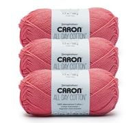 Caron All Day Cotton Lot de 3 paquets de fil 100% coton mercerisé - 158 m/100 g- Cerise