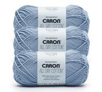 Caron All Day Cotton Lot de 3 paquets de fil 100% coton mercerisé - 158 m/100 g - Yeux Bleu