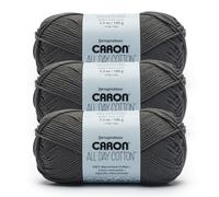 Caron All Day Cotton Lot de 3 pelotes de fil 100% coton mercerisé - 158 m/100 g - Gris