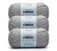 Caron All Day Cotton Lot de 3 pelotes de fil 100% coton mercerisé - 158 m/100 g - Gris clair