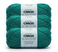 Caron All Day Cotton Lot de 3 pelotes de fil 100% coton mercerisé - 158 m/100 g - Jungle Aqua