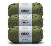 Caron All Day Cotton Lot de 3 pelotes de fil 100% coton mercerisé 158 m/100 g - Mousse