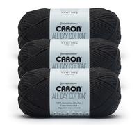 Caron All Day Cotton Lot de 3 pelotes de fil 100% coton mercerisé - 158 m/100 g - Noir