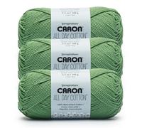 Caron All Day Cotton Lot de 3 pelotes de fil 100% coton mercerisé - 158 m/100 g - Vert gazon