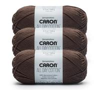 Caron All Day Cotton - Lot de 3 pelotes de fil 100% coton mercerisé Grain de café 140 m