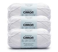 Caron All Day Cotton - Lot de 3 pelotes de fil 100% coton mercerisé pour chemise blanche 140 m
