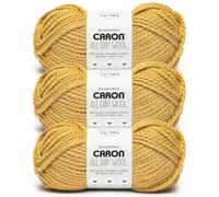 Caron All Day Lot de 3 pelotes de laine à graines de moutarde - 80 % acrylique et 20 % laine - # 6 super volumineux - 90 m - Tricot/crochet