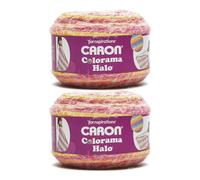 Caron Colorama Halo Stripe - Lot de 2 pelotes de fil à rayures Snapdragon 71% acrylique, 18% nylon, 11% polyester