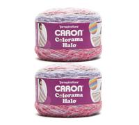 Caron Colorama Halo Stripe - Lot de 2 pelotes de fil de 450 m, 227 g, violet pensée, 71% acrylique, 18% nylon, 11% polyester