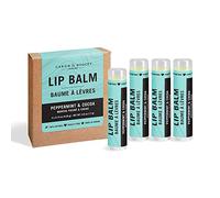 Caron & Douce Baume à lèvres hydratant 100 % naturel à la cire d'abeille et à l'huile d'olive de qualité supérieure, idéal pour les lèvres sèches et gercées (lot de 4, menthe et cacao)
