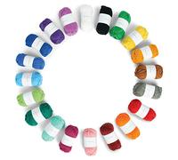 Caron® Little Crafties™ Lot de 20 écheveaux de fil acrylique assortis 58 m chacun pour projets de tricot et de crochet, kit de démarrage