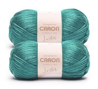Caron Simply Me Luster Lot de 2 pelotes de fil jade bleu sarcelle 65% nylon, 35% acrylique #4 peigné (moyen) 300 m - Tricot/Crochet