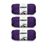Caron Simply Soft Party Lot de 3 paquets de 85 g de fil à tricoter et crochet Violet pailleté 4 Medium (peigné) 140 m