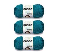 Caron Simply Soft Party Lot de 3 paquets de 85 g de fil bleu sarcelle scintillant - Acrylique - 4 moyen (peigné) - 150 m - Tricot, crochet et travaux manuels