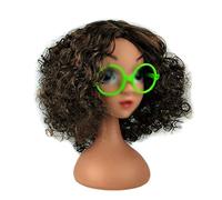Caroon Movie Cosplay Wig For Kids Costume Robe Hair with Glasses Frames Masqueades Short Curly Hair Dress Up Halloween Cosplay Accessory Prop