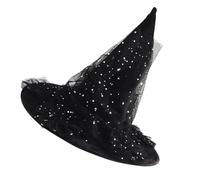 carotoe Chapeau de sorcière d'Halloween à paillettes délicates chapeaux de sorcière rétro pour bal masqué mode adultes cosplay accessoire d'Halloween chapeaux pour femme