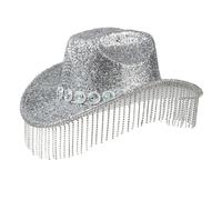 carotoe Chapeaux de Cowboy à Franges de Diamants Paillettes pour Soirée Disco Chapeaux de Cowboy Chatoyants Chapeau de Fête Western Mâle Coupe-Vent Chapeau Cowgirl Cowgirl avec Franges avec