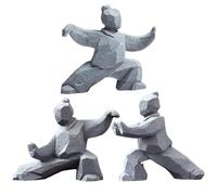 carotoe Collection de 3 pièces d ' Art inspirées du Fengshui, Aspect Pierre, Figurines de Kungfu imprimées en 3D, Ornements pour la Maison, Le Bureau, la décoration, Les méditations, la Maison