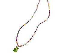 carotoe Collier ras du cou tendance en acrylique avec pendentif ours coloré et perles pour une déclaration de mode unique