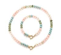 carotoe Ensemble de bijoux en pierre naturelle de couleur arc-en-ciel, collier et en perles, accessoires faits à la main pour un usage quotidien, polyvalent