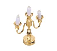 Carotoe Lampe de table à 3 têtes avec base en métal pour meubles de maison de poupée, décoration de scène de chambre à coucher, lustre à trois têtes pour maison de poupée