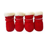 carotoe Lot de 4 chaussures d'hiver épaisses et chaudes pour chien - Pour la marche et la neige - Pour petits chiens et chiots - Pour les trottoirs chauds