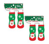 carotoe Lot de 4 paires de chaussettes de Noël d'hiver chaudes en polyester pour chien