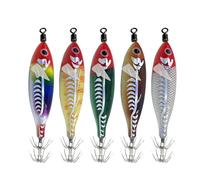 carotoe Lot de 5 leurres de pêche Multicolores avec hameçon pour seiche et seiche, Ensemble d ' appâts pour Les Amateurs de pêche en Eau Douce et en Eau salée, appâts d ' Imitation de crevettes