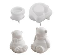 carotoe Moules en résine en forme d'ours avec couvercle, multi-usages pour tasse, boîte à bijoux, décoration de vacances, moule en silicone