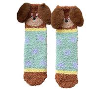 carotoe Pantoufles thermiques d ' hiver en peluche avec oreilles de chien de dessin animé pour femmes, sommeil chaud, relaxation à la maison, vêtements d ' intérieur doux, bonneterie pour temps froid