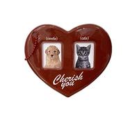 carotoe Porte-clés en forme de cœur rouge pour photo de couple avec coque de protection en acrylique avec chaîne