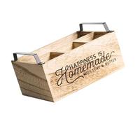 carotoe Porte-ustensiles de cuisine en bois fabriqué à la main avec compartiments spacieux pour fourchettes et cuillères porte-couverts à compartiments multiples