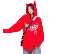 carotoe Sweat-Shirt à Manches Longues pour Femmes, Tendance, Corne du Diable, Pull à Capuche, Hauts à Capuche, Tenue décontracté Quotidienne