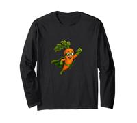Carotte de Super-héros - Motif Amusant de Dessin animé de légumes Manche Longue