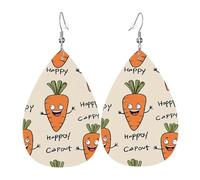 (Carotte Heureuse) Pendantes En Cuir Légères Boucles D'Oreilles En Cuir Tendance Boucle D'Oreille Pour Femme Quotidien