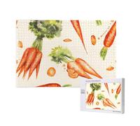 Carottes dessinées à la Main à l'aquarelle,Puzzle Familial en Bois de 1 000 pièces pour Adultes et Adolescents, décoration d'intérieur
