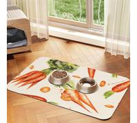 Carottes dessinées à la Main à l'aquarelle,Tapis d'alimentation pour Animaux de Compagnie, Sets de Table en Cuir PU pour Chats et Chiens,30x45cm