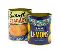 Carousel Home Lot de 2 boîtes de rangement en métal pour fruits de style rétro | 2 pièces répliques de boîtes alimentaires décoratives en conserve