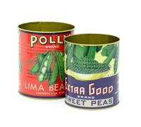 Carousel Home Lot de 2 boîtes de rangement en métal style rétro vintage en forme de pois | 2 pièces répliques de boîtes alimentaires décoratives en conserve