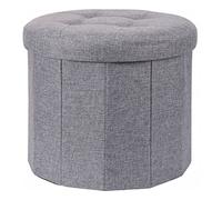 Carousel Home Pouf de rangement rond en tissu | Repose-pieds pliable avec boîte de rangement | Repose-pieds pour salon - Gris