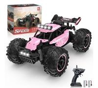 Carox1:18 Voiture télécommandée,Cadeau de Noël pour Fille à partir de 6 Ans | Contient 2 batteries , double vitesse 20-25km/h, éclairage LED, pneus tout-terrain amortis, Rose,adapté aux débutants.