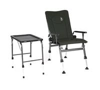 Carp Chaise de pêche avec table F5R + ST5 - Chaise de luxe - Table de pêche à la carpe - Table pliante pour pêcheur avec hauteur supplémentaire