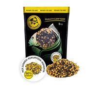 Carp Target Mix Grains cuits maïs Chanvre pour carpes - Amorce Poisson préparée - Appât - Groundbait - Nourriture Carpe pêche - Amorce Carpe - Nourriture pêche - 1kg
