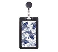 Carp Wave Étui rétractable pour badge japonais Motif vague Bleu