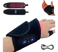 Carpal Tunnel Wrist Brace, Red Light Therapy & Vibration Massager for Wrist Hand, 3-Heating Settings, Portable Cordless Heated Wrist Massager Wrap Brace for Arthritis Pain Relief